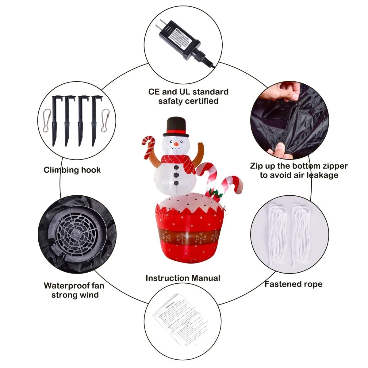 Festive Frosty Holiday Inflatable 7ft 6 Festive Frosty Holiday Inflatable 7ft - Image 4