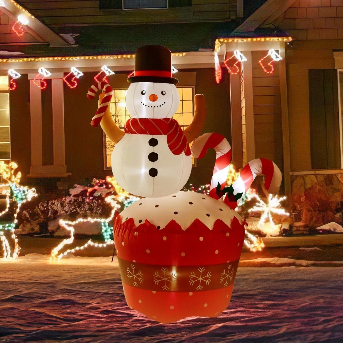 Festive Frosty Holiday Inflatable 7ft 4 Festive Frosty Holiday Inflatable 7ft - Image 2