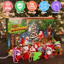 Mini Stuffed Animals Christmas Advent Calendar 2024 For Kids, Christmas Countdown Calendar With Assorted Mini Animal Plush Toy Set For Kids Christmas Party Favors (24 Varieties) -Popfun F 1093 Amz 02