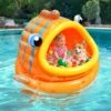 FUN LITTLE TOYS Inflatable Baby Pool With Shade, Kids Blow Up Pool With Canopy, Kiddie Pool For Indoor Outdoor Summer Swimming Floats For Toddler 3-48 Months -Popfun F 1187 4