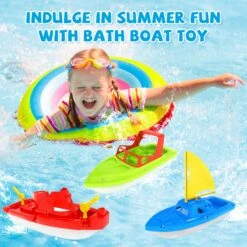 Toy Boats, 3 PCS Boat Bath Toy Toddler Pool Toys, Toy Boats For Water Play Plastic Toy Boats For Toddlers 1-3 -Popfun F 124 02