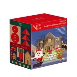 Santa And Gingerbread Man Christmas Inflatable -Popfun F 953