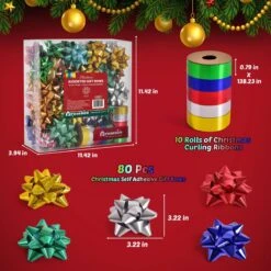 90PCS Christmas Assorted Gift Wrap Pull Bows -Popfun assorted gift wrap bows 563892