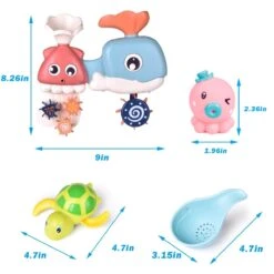 Sea Animals Baby Bath Toys With Waterfall Station 8pcs -Popfun bath squirter for toddler 8pcs 706234
