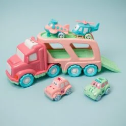 Truck Toys For Kids 2-4, Kids Toys Girls Age 2 3 4 5, Toddler Princess Girl Toys Carrier Truck With Cars And Planes, Toddler Birthday Gifts With Music & Lights For 2 3 4 5 Year Girls -Popfun cartoon vehicles with carrier truck 941951