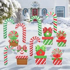 Christmas Candy Garden Yard Signs 12pcs