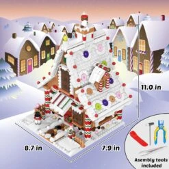 1611PCS Christmas Gingerbread House Building Blocks With Copper Wire Lights -Popfun christmas gingerbread house building blocks 109182