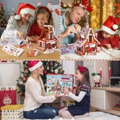 1611PCS Christmas Gingerbread House Building Blocks With Copper Wire Lights -Popfun christmas gingerbread house building blocks 244150