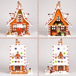 1611PCS Christmas Gingerbread House Building Blocks With Copper Wire Lights -Popfun christmas gingerbread house building blocks 728164