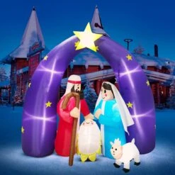 6.5FT 2025 Nativity Scene Christmas Inflatable With LED Lights For Outdoor Yard Decoration -Popfun christmas inflatable birth of jesus 65ft 721053