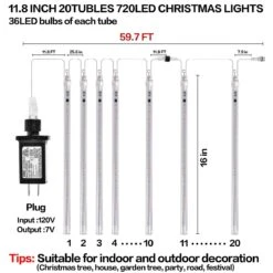 Christmas Meteor String LED Lights -Popfun christmas meteor light string led 753125