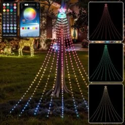 Christmas Tree Waterfall String Lights -Popfun christmas star strip lights 228764