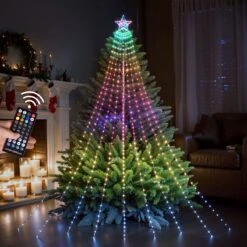 Christmas Tree Waterfall String Lights -Popfun christmas star strip lights 439792