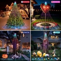 Christmas Tree Waterfall String Lights -Popfun christmas star strip lights 846069