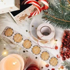 1000PCS Merry Christmas Stickers Rolls (2 Rolls) -Popfun christmas stickers roll 419573