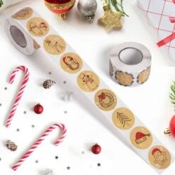 1000PCS Merry Christmas Stickers Rolls (2 Rolls) -Popfun christmas stickers roll 799370