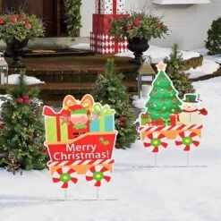 Christmas Train Set Yard Signs -Popfun christmas train set yard signs 686771