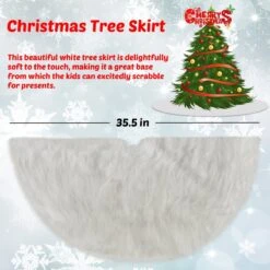 Christmas White Faux Fur Tree Skirt -Popfun christmas tree skirts 893739