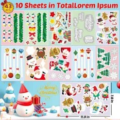 43PCS Christmas Window Cling Stickers -Popfun christmas window decorations 310523