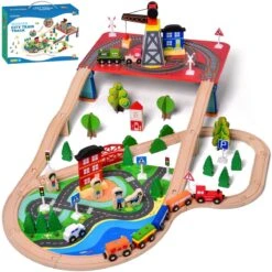 City Track Wooden Train Toy Set