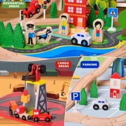 City Track Wooden Train Toy Set -Popfun city track wooden train toy set 939105