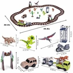 Prehistoric Dinosaurs Train Set -Popfun dinosaur tracks and toy cars 401123