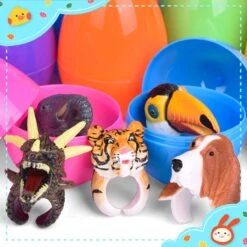 Easter Eggs Prefilled With Animal Rings 24pcs -Popfun easter eggs prefilled with animal rings 24 pcs 157430