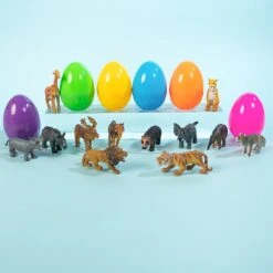 Prefilled Easter Eggs With Wild Animal Figures 12pcs