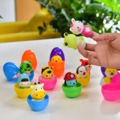 Easter Eggs Prefilled With Finger Puppet Toys 12pcs -Popfun easter finger puppet with eggs 595230