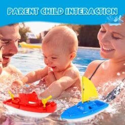 Toy Boats, 3 PCS Boat Bath Toy Toddler Pool Toys, Toy Boats For Water Play Plastic Toy Boats For Toddlers 1-3 -Popfun image 2