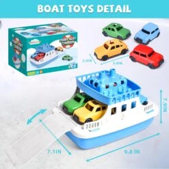 Toy Boat Bath Toys For Toddlers With 4 Mini Car Toys, Kids Water Toys Ferry Boat For Bathtub Bathroom Pool Beach Toys, Birthday Gifts -Popfun image 5 f8d59beb 508c 464c 96c4 b7de81aa1a86