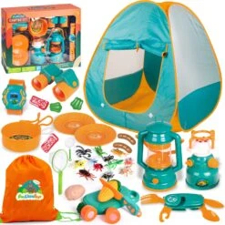 UN LITTLE TOYS Kids Camping Set With Pop Up Play Tent Camping Toys With Battery Lantern And Drawstring Bag Indoor Outdoor Pretend Play, Christmas Birthday Gifts For Boys -Popfun image 7 cc195d47 8fdc 4ef3 b5f7 83f45000e8fe