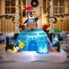 6FT Inflatable Christmas Penguin With Igloo & LED Lights -Popfun inflatable christmas penguin with igloo 118367