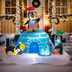 6FT Inflatable Christmas Penguin With Igloo & LED Lights