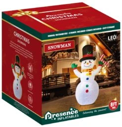 8FT Inflatable Christmas Snowman With LED Lights -Popfun inflatable christmas snowman with led 195014