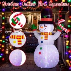 8FT Inflatable Christmas Snowman With LED Lights -Popfun inflatable christmas snowman with led 430924
