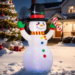 8FT Inflatable Christmas Snowman With LED Lights -Popfun inflatable christmas snowman with led 695844