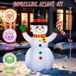 8FT Inflatable Christmas Snowman With LED Lights -Popfun inflatable christmas snowman with led 728873