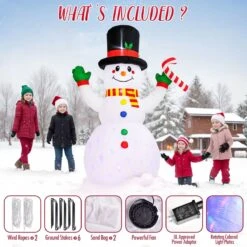 8FT Inflatable Christmas Snowman With LED Lights -Popfun inflatable christmas snowman with led 767872