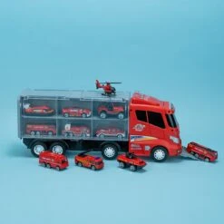 Diecast Fire Truck Carrier Set 12-in-1