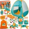 FUN LITTLE TOYS Kids Camping Set With Pop Up Play Tent Camping Toys With Battery Lantern And Drawstring Bag Indoor Outdoor Pretend Play, Christmas Birthday Gifts For Boys -Popfun kids camping play tent 35 pcs with accessories 242507