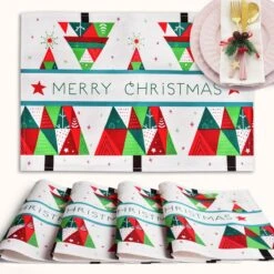 4PCS Merry Christmas Table Placemats