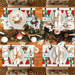 4PCS Merry Christmas Table Placemats -Popfun merry christmas table mat 194652
