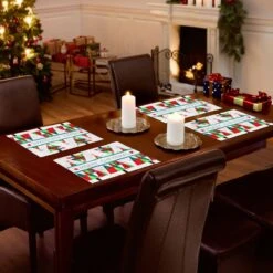 4PCS Merry Christmas Table Placemats -Popfun merry christmas table mat 531969