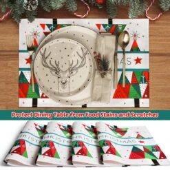 4PCS Merry Christmas Table Placemats -Popfun merry christmas table mat 638721