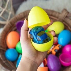 Easter Eggs Prefilled With Mini Toy Cars 12pcs -Popfun old school pullback cars 12 piece party pack 345043