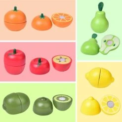 Wooden Fruit Cutter Set -Popfun pretend cutting fruits set 144742