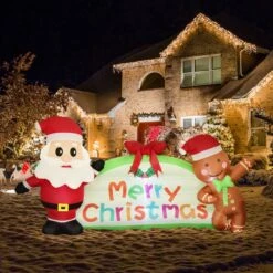 Santa And Gingerbread Man Christmas Inflatable