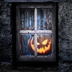 Scary Halloween Pumpkin Window Curtain