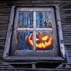 Scary Halloween Pumpkin Window Curtain -Popfun scary halloween pumpkin window curtain 783060